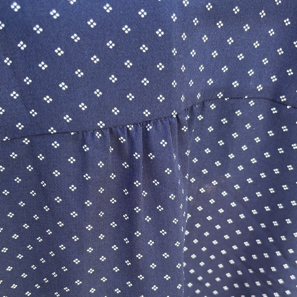 J. Crew Blouse Blue White Foulard Dot Wrap Style Size Medium - Picture 5 of 10